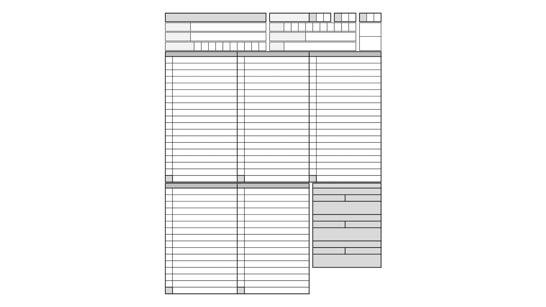 Deckliste Vordruck Vorschaubild