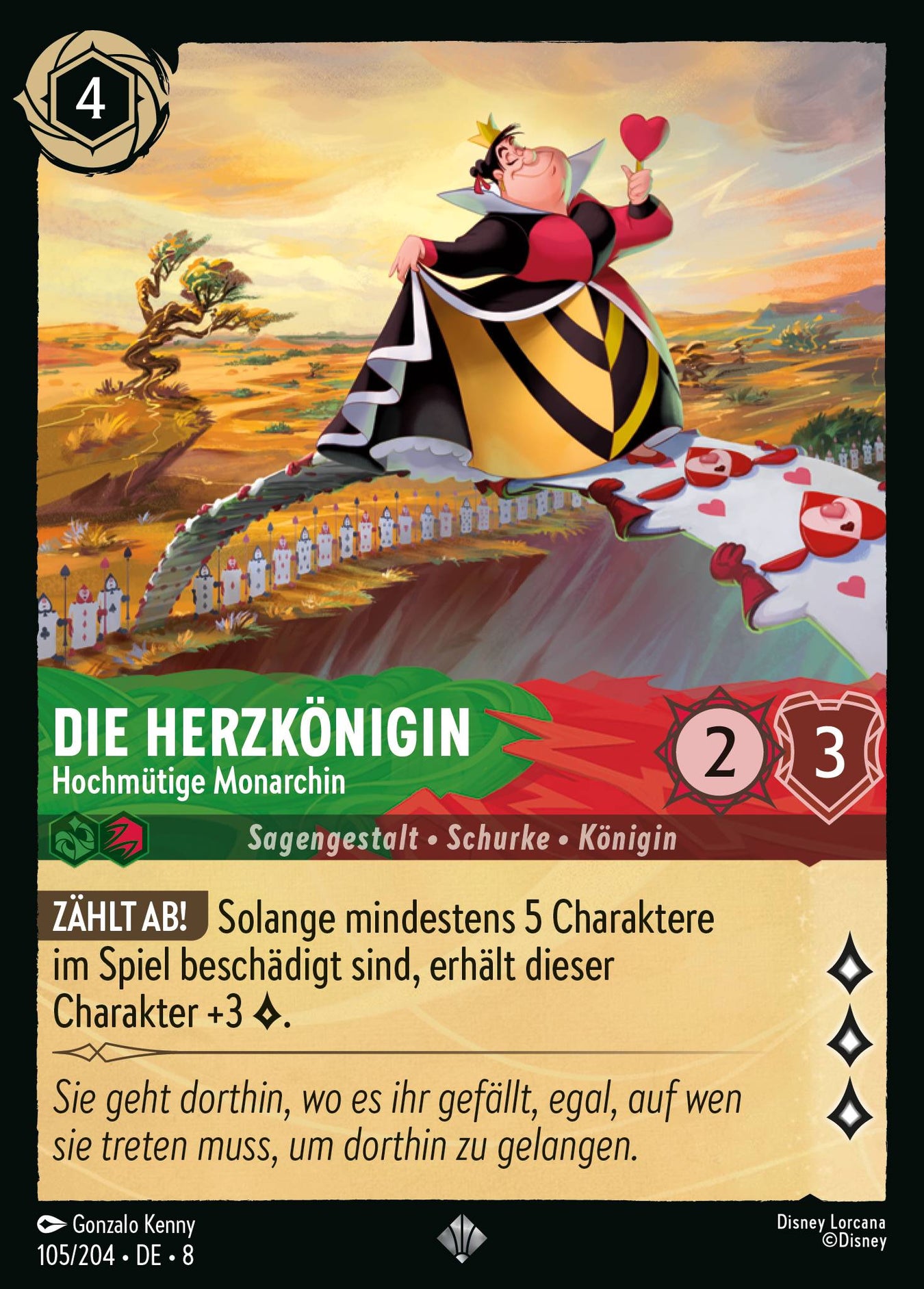 Alle Die Herzkönigin Charakterkarten in Disney Lorcana