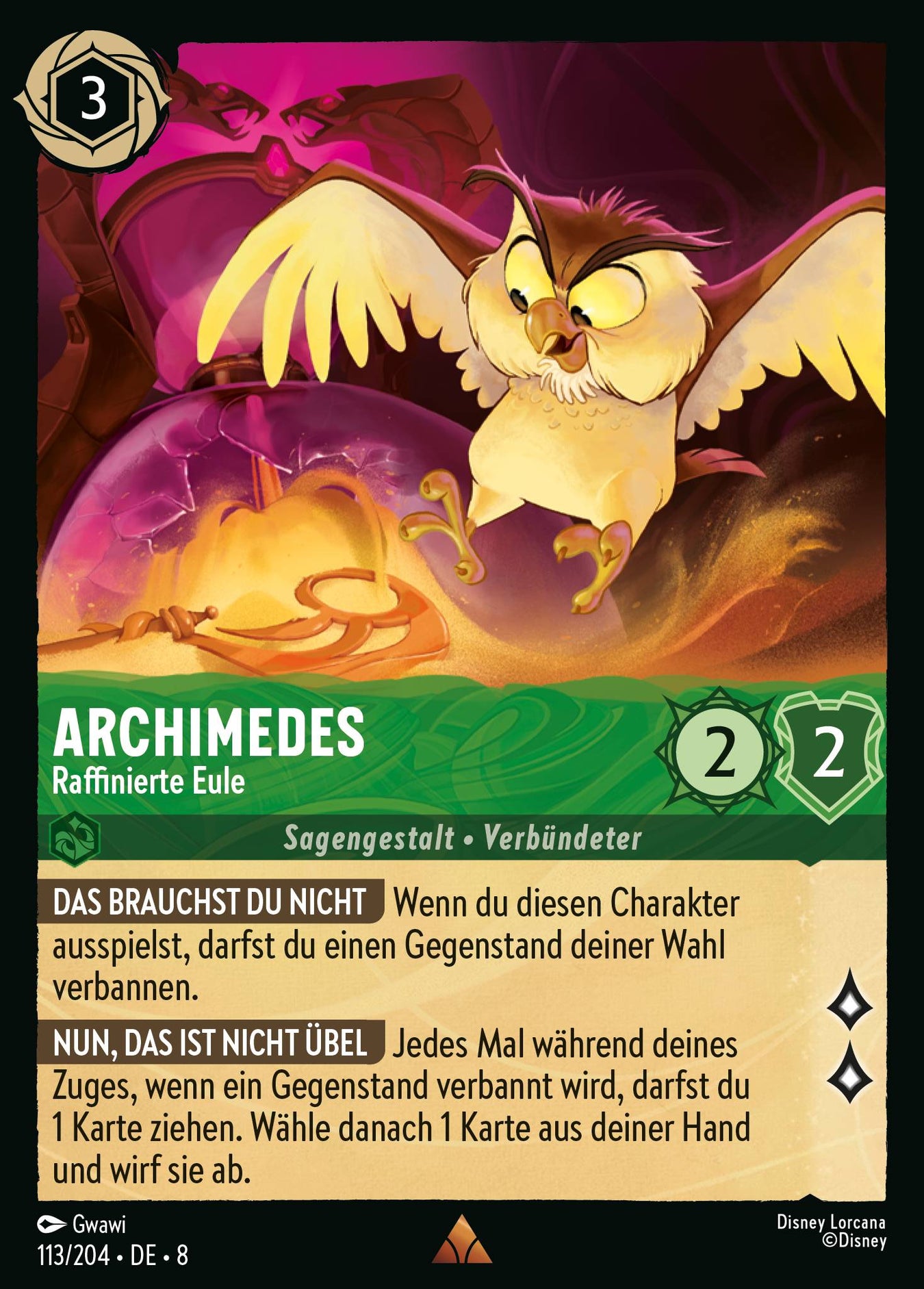 Alle Archimedes Charakterkarten in Disney Lorcana