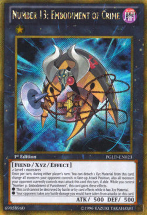 Number 13: Embodiment of Crime PGLD-EN023 Gold Secret Rare Englisch