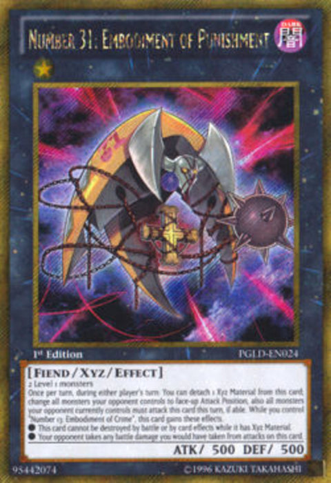 Number 31: Embodiment of Punishment PGLD-EN024 Gold Secret Rare Englisch