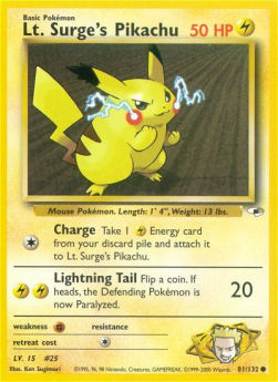 Lt. Surge's Pikachu GH-81 Common Englisch