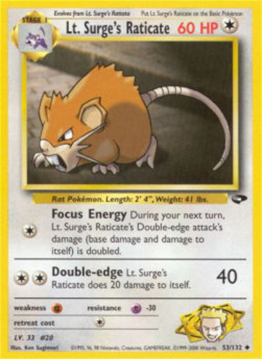 Lt. Surge's Raticate GC-53 Uncommon Englisch