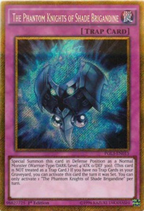 The Phantom Knights of Shade Brigandine PGL3-EN015 Gold Secret Rare Englisch
