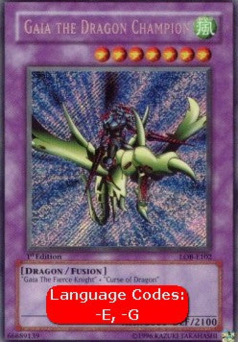 Gaia the Dragon Champion (V.1) LOB-EN102 Secret Rare Englisch