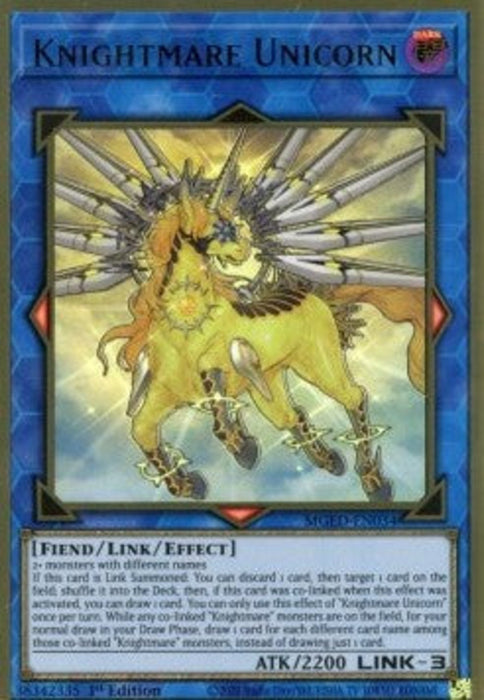 Knightmare Unicorn (V.1) MGED-EN034 Premium Gold Rare Englisch
