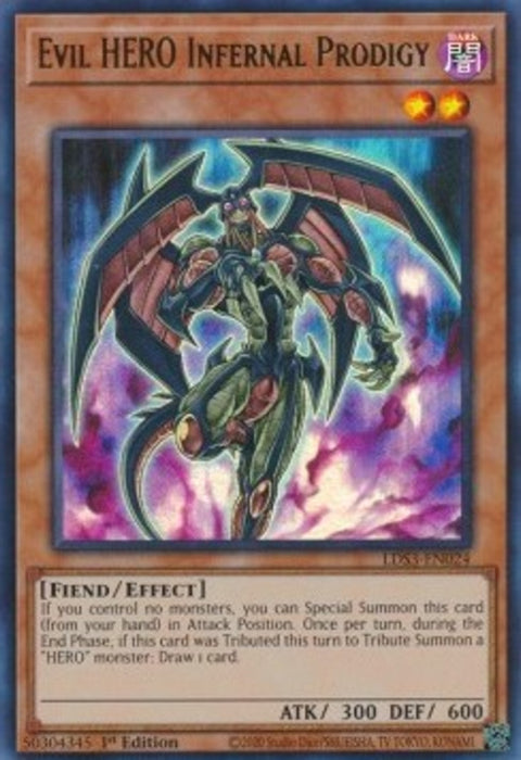 Evil HERO Infernal Prodigy (V.1) LDS3-EN024 Ultra Rare Englisch