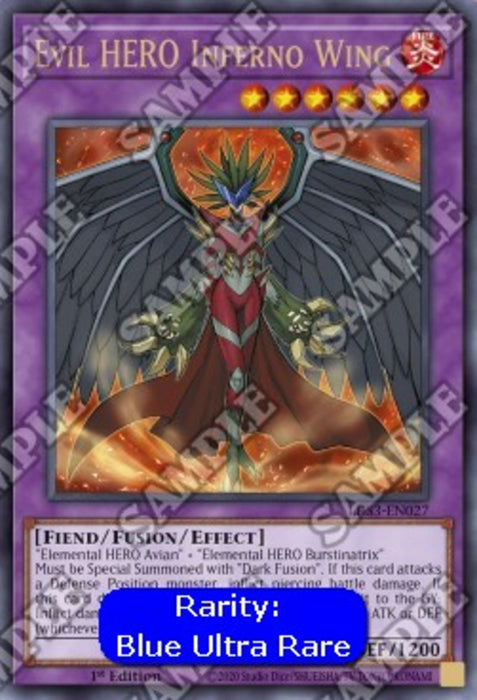 Evil HERO Inferno Wing (V.3) LDS3-EN027 Ultra Rare Englisch