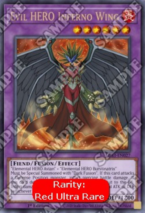 Evil HERO Inferno Wing (V.2) LDS3-EN027 Ultra Rare Englisch