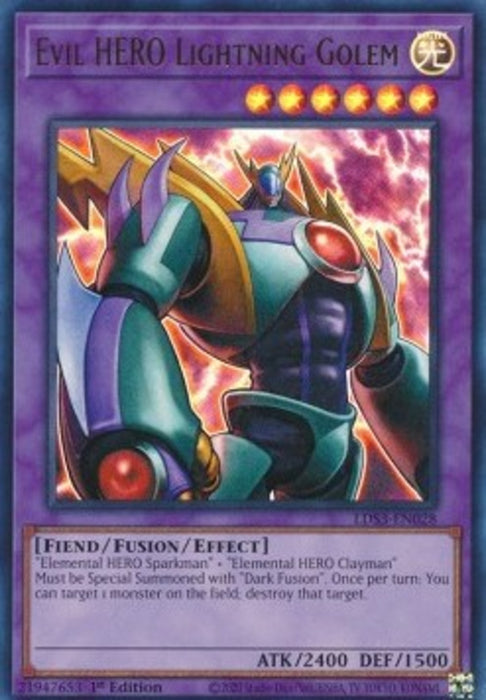 Evil HERO Lightning Golem (V.1) LDS3-EN028 Ultra Rare Englisch