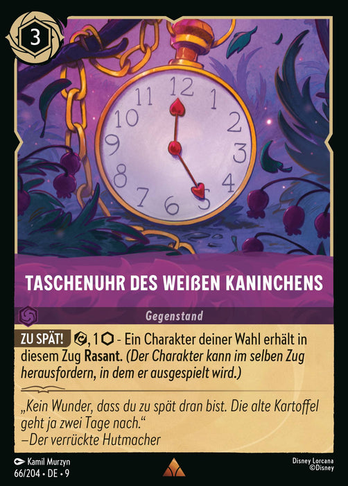 Taschenuhr Des Weißen Kaninchens 9FAB-066 Rare Deutsch