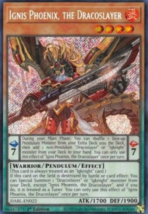 Ignis Phoenix, the Dracoslayer DABL-EN022 Secret Rare Englisch