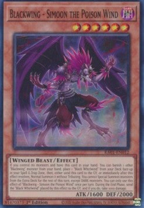 Blackwing - Simoon the Poison Wind (V.1) RA01-EN012 Super Rare Englisch