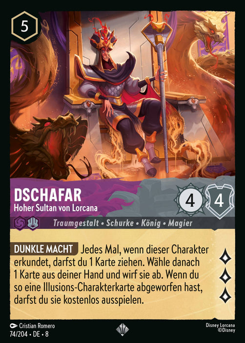Dschafar - Hoher Sultan von Lorcana 8JAF-074 Super Rare Deutsch