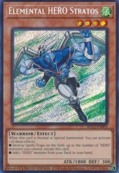 Elemental HERO Stratos (V.3) BLC1-EN003 Secret Rare Englisch