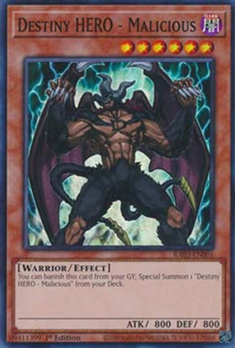 Destiny HERO - Malicious (V.1) RA03-EN001 Super Rare Englisch