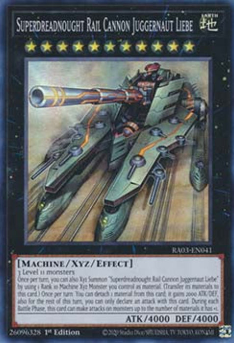 Superdreadnought Rail Cannon Juggernaut Liebe (V.1) RA03-EN041 Super Rare Englisch