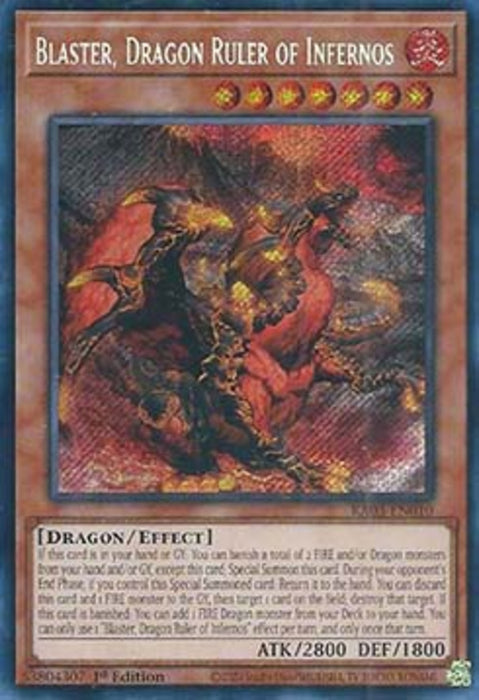 Blaster, Dragon Ruler of Infernos (V.3) RA03-EN010 Secret Rare Englisch