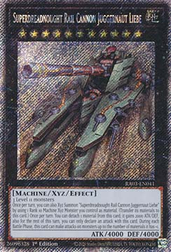 Superdreadnought Rail Cannon Juggernaut Liebe (V.4) RA03-EN041 Platinum Secret Rare Englisch