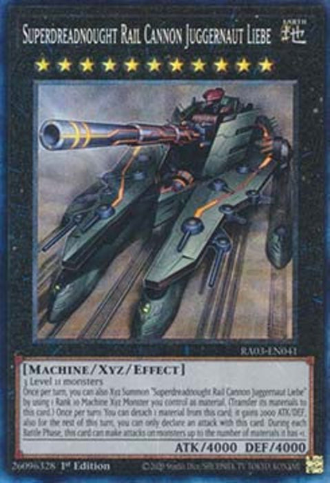 Superdreadnought Rail Cannon Juggernaut Liebe (V.7) RA03-EN041 Collectors Rare Englisch