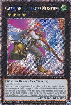Castel, the Skyblaster Musketeer (V.1) RA04-EN230 Platinum Secret Rare Englisch