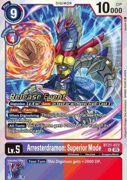 Arresterdramon: Superior Mode (BT21-072) BT-21P Alternative Art Englisch