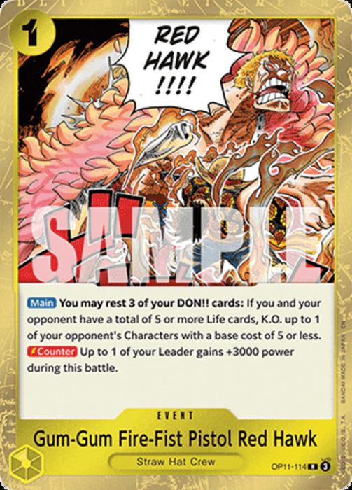 Gum-Gum Fire-Fist Pistol Red Hawk (OP11-114) (V.1) OP11 Rare Englisch