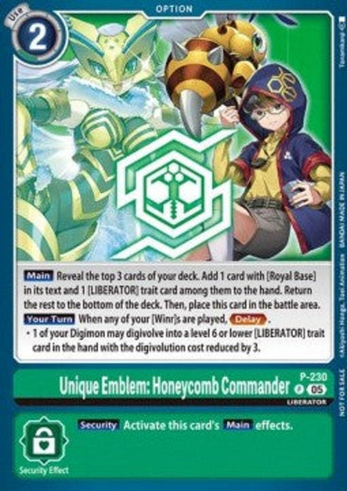 Unique Emblem: Honeycomb Commander (P-230) P Promo Englisch