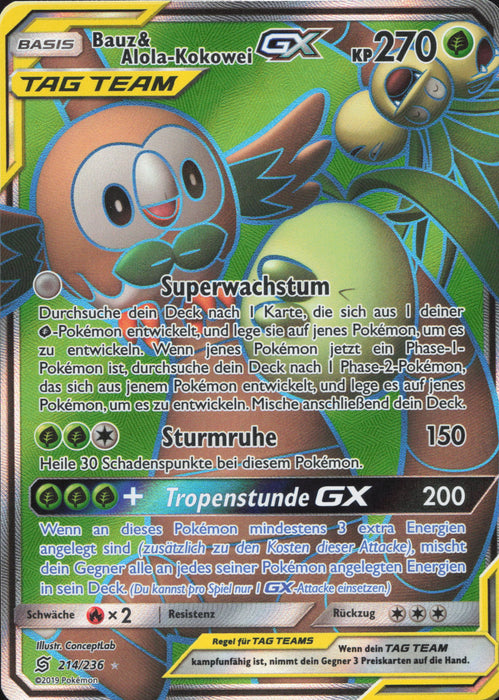 Bauz & Alolan Kokowei GX UNM-214 Ultra Rare Deutsch