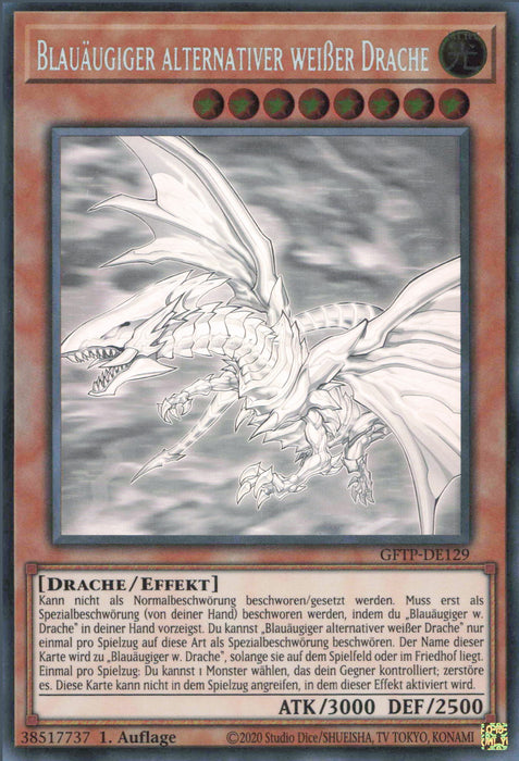 Blauäugiger alternativer weißer Drache GFTP-DE129 Ghost Rare