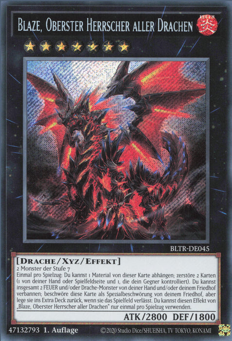 Blaze, Oberster Herrscher aller Drachen (V.1) BLTR-DE045 Secret Rare Deutsch