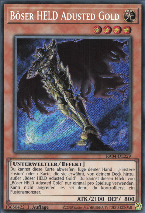 Böser HELD Adusted Gold (V.3) RA04-DE029 Secret Rare Deutsch