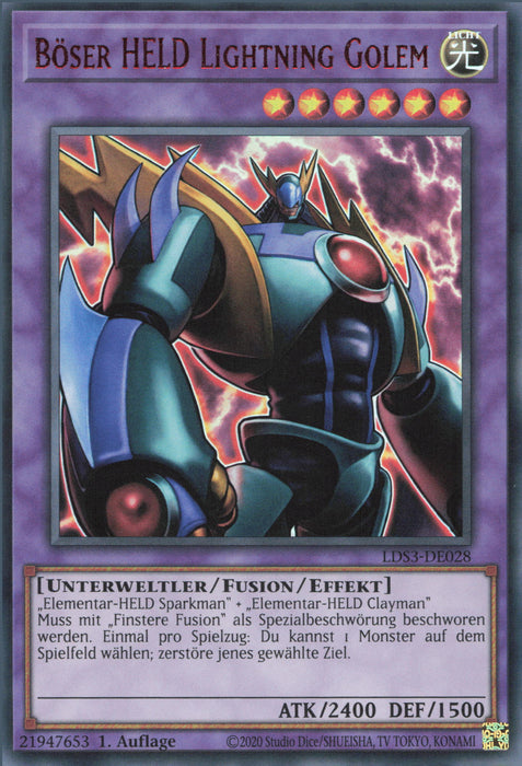 Böser HELD Lightning Golem (V.2) LDS3-DE028 Ultra Rare Deutsch