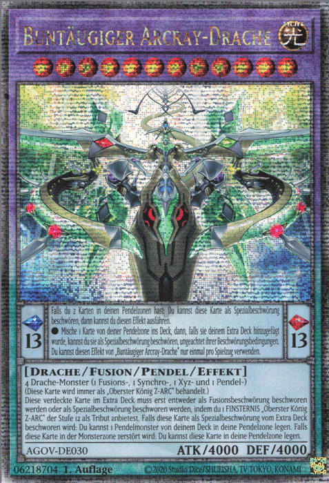 Buntäugiger Arcray-Drache (V.2) AGOV-DE030 Quarter Century Secret Rare Deutsch