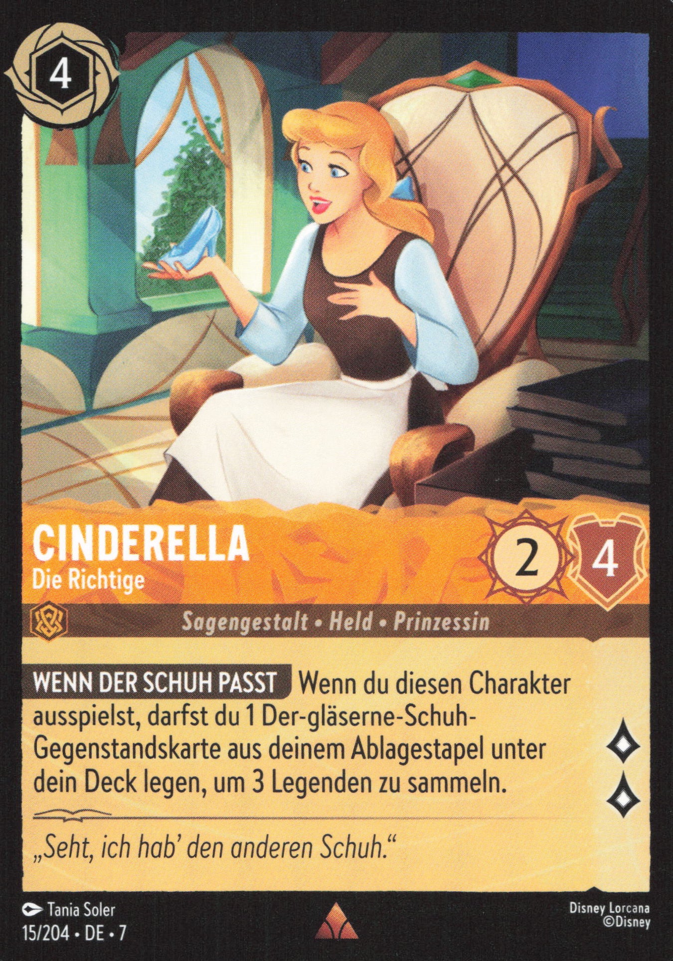Alle Cinderella Charakterkarten in Disney Lorcana