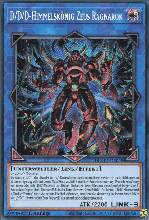 D/D/D-Himmelskönig Zeus Ragnarok (V.1) DOOD-DE049 Secret Rare Deutsch