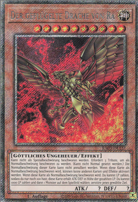 Der geflügelte Drache von Ra (V.1) RA03-DE137 Platinum Secret Rare Deutsch