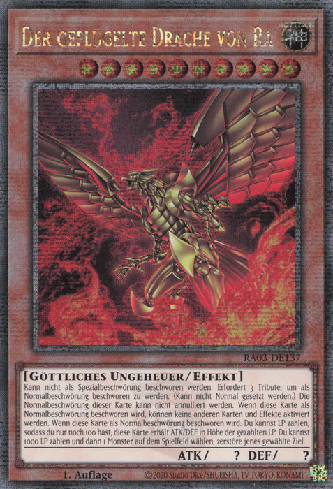 Der geflügelte Drache von Ra (V.2) RA03-DE137 Quarter Century Secret Rare Deutsch