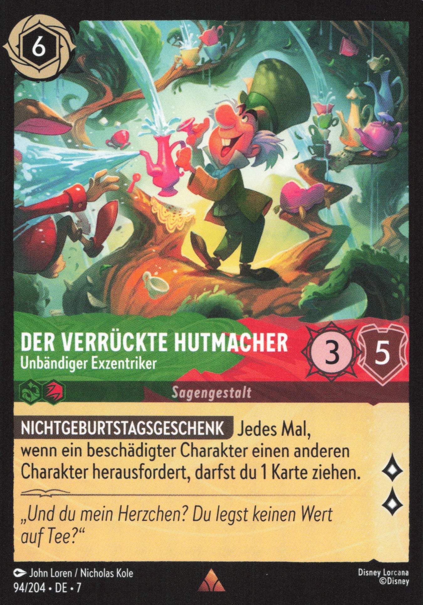 Alle Der verrückte Hutmacher Charakterkarten in Disney Lorcana