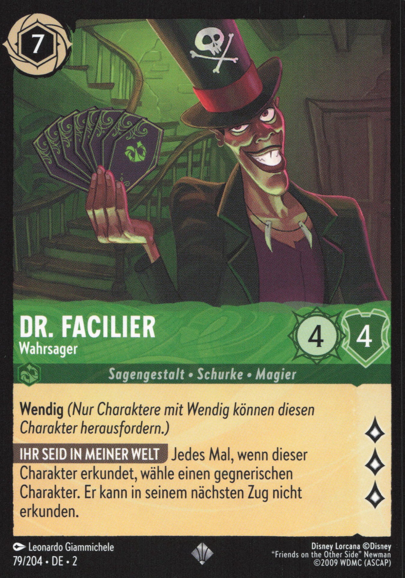 Alle Dr. Facilier Charakterkarten in Disney Lorcana