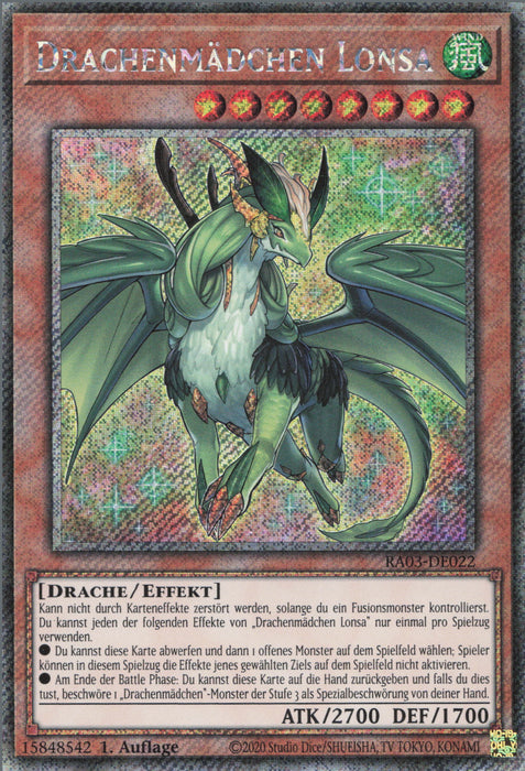 Drachenmädchen Lonsa (V.4) RA03-DE022 Platinum Secret Rare Deutsch