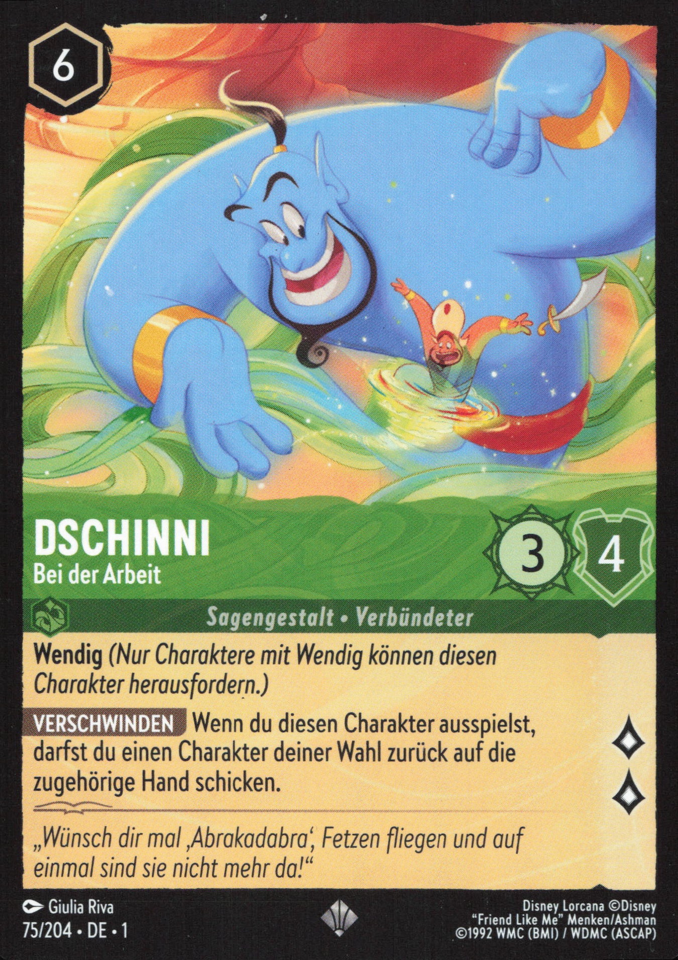 Alle Dschinni Charakterkarten in Disney Lorcana