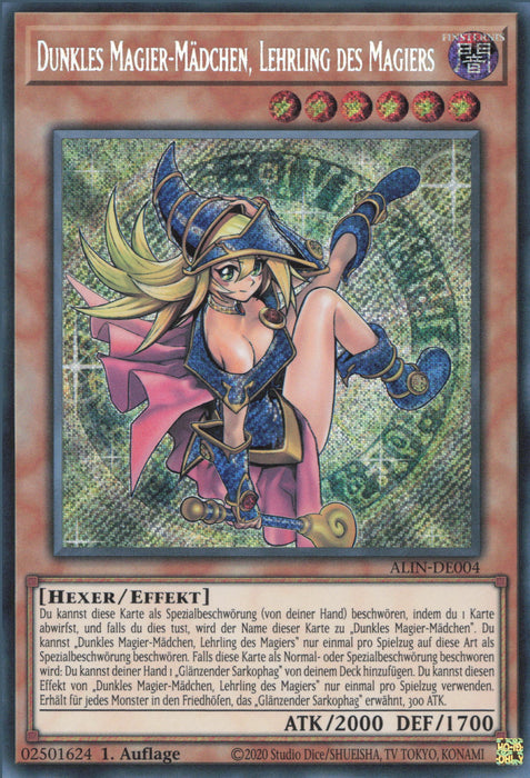 Dunkles Magier-Mädchen, Lehrling des Magiers (V.1) ALIN-DE004 Secret Rare Deutsch
