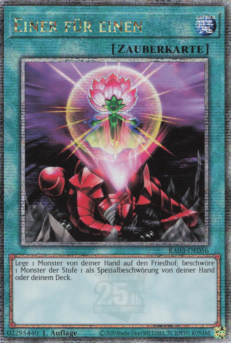Einer für einen (V.9) RA03-DE056 Quarter Century Secret Rare Deutsch
