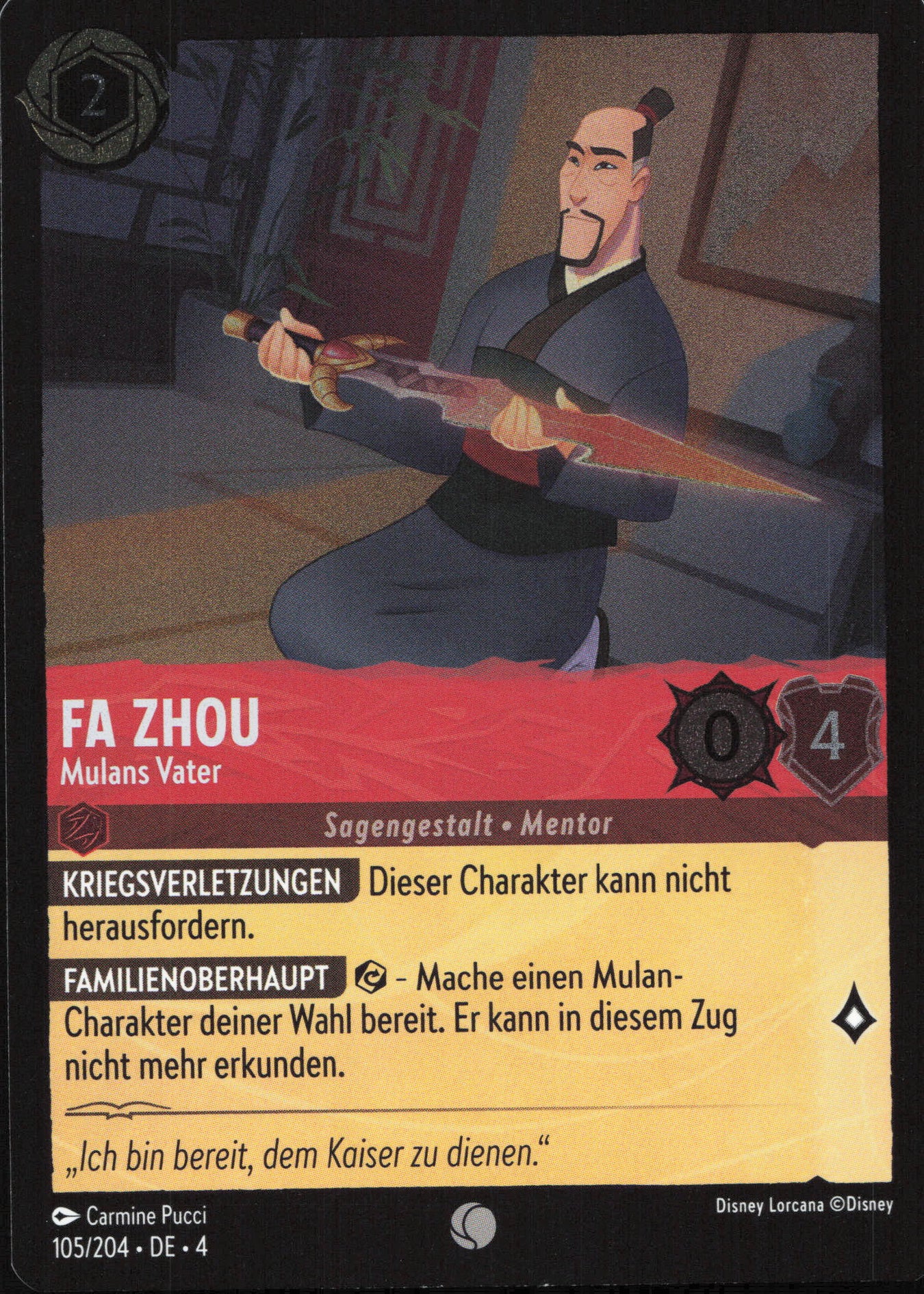 Alle Fa Zhou Charakterkarten in Disney Lorcana