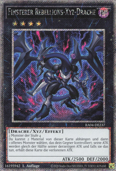 Finsterer Rebellions-Xyz-Drache (V.1) RA04-DE237 Platinum Secret Rare Deutsch