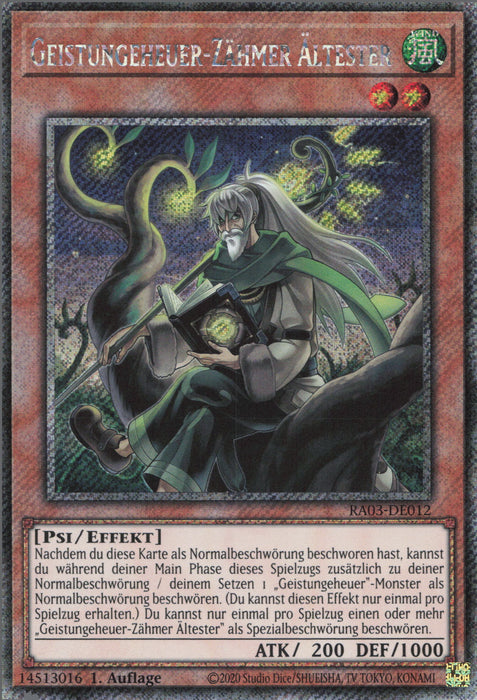 Geistungeheuer-Zähmer Ältester (V.4) RA03-DE012 Platinum Secret Rare Deutsch