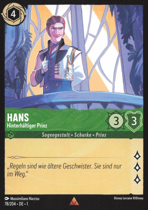 Hans - Hinterhältiger Prinz 1TFC-078 Rare Deutsch