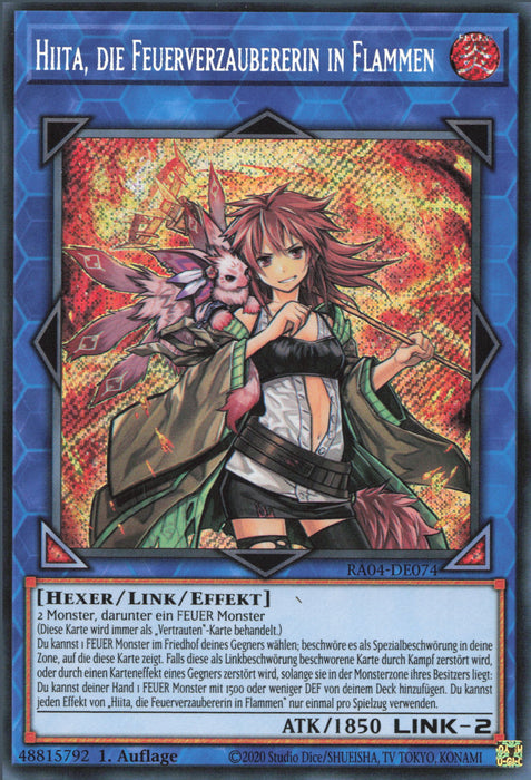 Hiita, die Feuerverzaubererin in Flammen (V.3) RA04-DE074 Secret Rare Deutsch