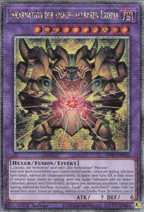 Inkarnation der unaufhaltbaren Exodia (V.2) INFO-DE033 Quarter Century Secret Rare Deutsch